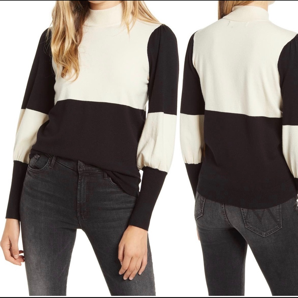 Vero Moda Juliet Sleeve Pullover Sweater, Black & OffWhite. Like new!